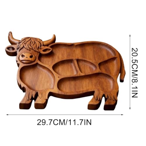 Highland Cow Wooden Charcuterie Board, Rustic Farmhouse Serving Board, Appetizer Board, for Snack Fruit Meat Cheese Home Party Banquet Family Gathering Dining Table Holiday Kitchen (B) - color: B