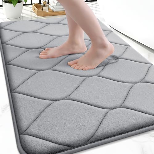 Smiry Memory Foam Bath Mat 36x24, Ultra Soft Absorbent Bathroom Rugs | Grey, Plush Quick Dry and Machine Washable Cushion Bath Mats for Bathroom, Shower, Tub & Home Decor - color: Grey, size: 36"x24"