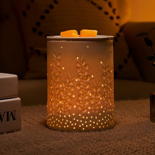 inrorans Wax Melt Warmer Ceramic Oil Burner with Timer Electric Candle Wax Melter with Led Coloful Changing Silicone Removeable Tray for Home Gifts-Golden Wheat - color: Golden Wheat