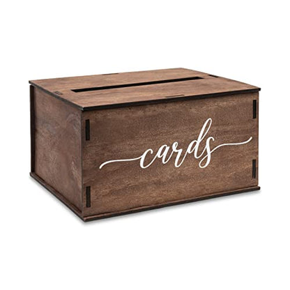 Wooden Wedding Card Box with Slot and Lid | Graduation Card Box for Party 2026 | Grad Gift Money Envelope Holder for Reception, Bridal Shower, Birthday, Retirement | Rustic Keepsake Decorations - size: Card Box (Natural)