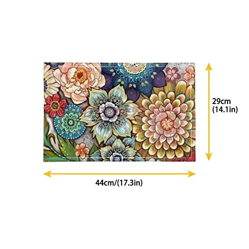 Placemats Set of 6, Dining Table Woven Vinyl PVC Placemat Wipeable Easy to Clean Oil-Proof Non-Slip Tablemats, Blooming Flowers - color: Flower, size: Set of 6