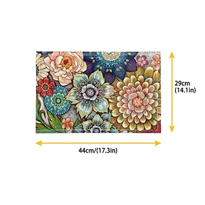 Placemats Set of 6, Dining Table Woven Vinyl PVC Placemat Wipeable Easy to Clean Oil-Proof Non-Slip Tablemats, Blooming Flowers - color: Flower, size: Set of 6
