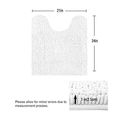 Standard 24"x21" U-Shaped Non-Slip Shaggy Chenille Toilet Contour Bathroom Rug with Water Absorbent, White - color: White, size: 24" x 21" (U-Shaped)