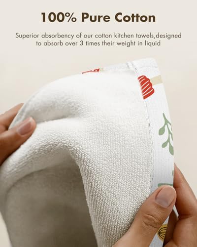 2pcs Cotton Waffle Kitchen Towels, Mushroom | Waffle Weave, Terry Cloth, Pure Cotton, Sustainable, 16"x26", Highly Absorbent, with Hanging Loop, Giftable Package - color: Mushroom