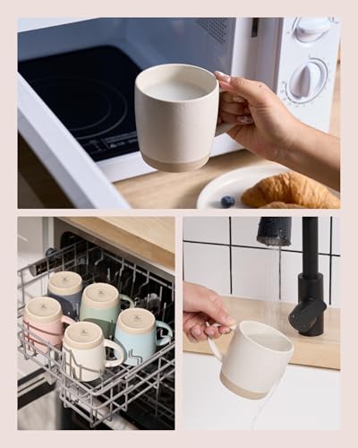 famiware Coffee Mugs Set of 4, Milkyway 13 oz Ceramic Cup Set with Handle | Stoneware Mug Set for Tea, Coffee, Latte, Cappuccino, Cocoa, Microwave and Dishwasher Safe, Matte White - color: Milkyway-Matte White, size: 4 Count (Pack of 1)