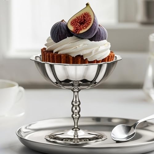 choxila Ice Cream Bowls 4pcs – Elegant Stainless Steel Dessert Cups, Footed Bowl for Ice Cream, Trifle, and More – Perfect for Parties, Weddings, and Home Use - color: Stainless steel Lotus style