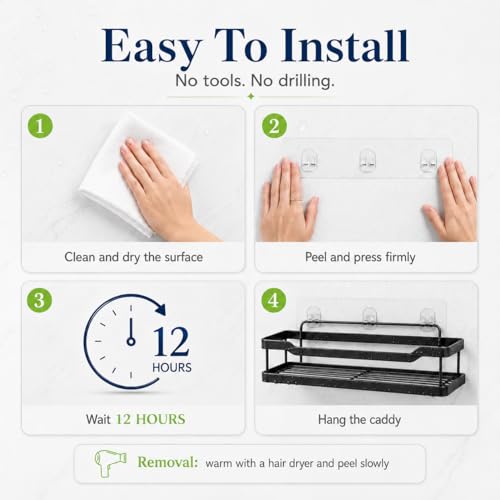 8 Pcs Adhesive Shower Caddy Replacement, Strong No Drill Adhesive Hooks | Holds 40lbs, For Bathroom Storage Shelves and Kitchen Racks, Waterproof & Transparent Strips for Tile, Glass, Smooth Walls - color: Transparent 8 PCS
