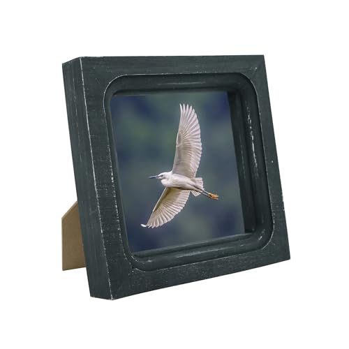 4x4 Picture Frame Made of Solid Wood High Definition Glass Rustic Vintage Designs Small Photo Frame for Tabletop Display and Wall Mounting, Distress Black - color: Distress Black A, size: 4" X 4"