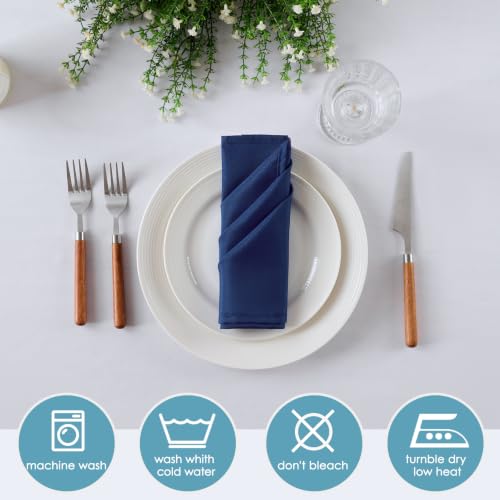 VidaFete Navy Blue Cloth Napkin, 17 x 17 Inch Polyester Napkins Set of 12 | Polyester Napkins Cloth Reusable & Wrinkle-Resistant Dinner Napkins for Weddings, Banquets, Parties, Hotels and Restaurants - color: Navy Blue, size: 17" x 17" (Set of 12)