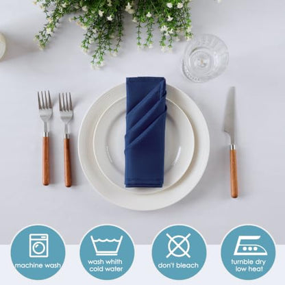 VidaFete Navy Blue Cloth Napkin, 17 x 17 Inch Polyester Napkins Set of 12 | Polyester Napkins Cloth Reusable & Wrinkle-Resistant Dinner Napkins for Weddings, Banquets, Parties, Hotels and Restaurants - color: Navy Blue, size: 17" x 17" (Set of 12)