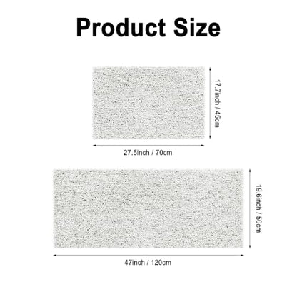 Non-Slip PVC Loofah Bath Mat, 19.6"x47"Inch Quick Dry Shower Mat, Soft White Bathroom Mat with Efficient Drainage, Machine Washable for Tub & Wet Areas - color: White, size: 47" x 19.6" (Rectangular)