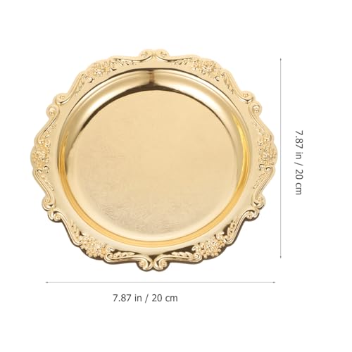 SEWACC Elegant Golden Serving Tray 7.87In Round Snack Serving Platter for Food Desserts Jewelry Display Trinket Dish for Entertaining - color: Golden