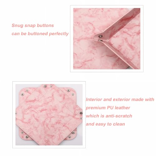 Valet Tray Desktop Storage Organizer – Vegan Leather Catchall Bedside Vanity Tray Nightstand Caddy Holder for Remote Controller, Watch, Keys, Phone, Wallet, Coin, Jewelry, Marble Pink - color: Marble Pink