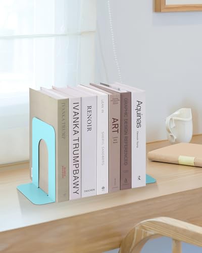 Honagu Bookends, Metal Book Ends, Bookends for Shelves, Book Holder Stopper for Heavy Books/CDs/DVDs ((1 Pair/2 Pieces, Green) - color: Macaron Green