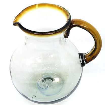 Amber Rim 120 oz Large Bola Pitcher, Recycled Glass, Lead-free, Toxin-Free (Pitcher) - style: 120 oz Bola Pitcher
