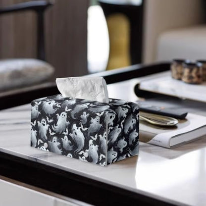 Ghost Bat Pu Leather Tissue Box Cover Modern Rectangular Tissue Box Tissue Box Cover Holder for Bathroom Living Room Bedroom Vanity Countertop Night Stands Office Desk - color: Ghost Bat5