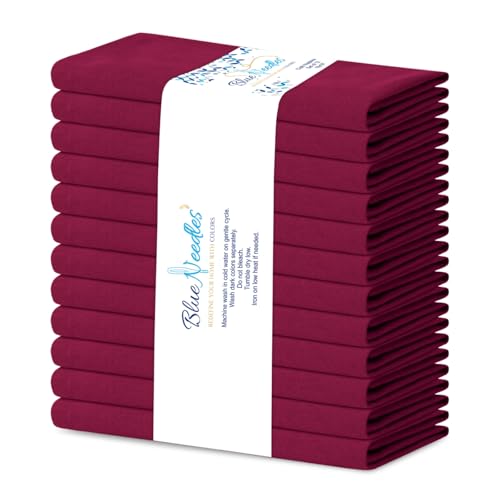Blue Needles Solid Cloth Napkins Set of 12 Burgundy 100% Cotton Dinner Napkins 18x18 inches - Soft, Reusable, Absorbent Washable Linen, Ideal for Wedding Events Farmhouse Parties Hotel & Everyday Use - color: Burgundy, size: 18" x 18" (Set of 12)