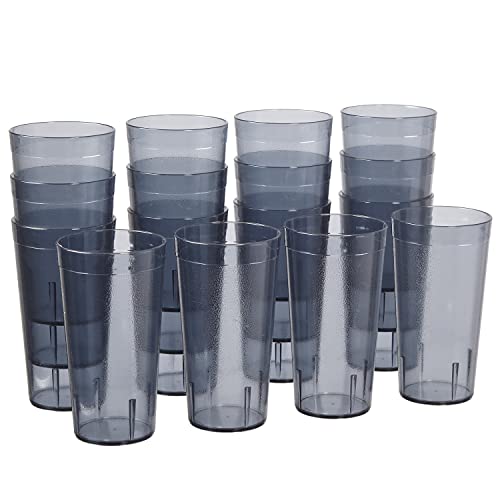 US Acrylic Cafe Plastic Reusable Tumblers (Set of 16) 20-ounce Water Cups in Grey | Value Set of Restaurant Style Drinking Glasses, Stackable, BPA-free, Made in the USA | Top-rack Dishwasher Safe - color: Gray, size: 20 ounces