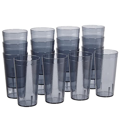 US Acrylic Cafe Plastic Reusable Tumblers (Set of 16) 20-ounce Water Cups in Grey | Value Set of Restaurant Style Drinking Glasses, Stackable, BPA-free, Made in the USA | Top-rack Dishwasher Safe - color: Gray, size: 20 ounces