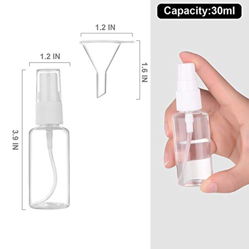 Exptolii Spray Bottle, 1oz/30ml Small Plastic Fine Mist Spray Bottles, Mini Empty Travel Bottles with Funnels and Labels 6 Pack - size: 6pack-30ml-plastic