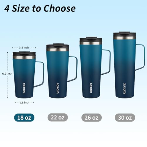 BJPKPK 18oz Insulated Tumbler with Handle, Lid & Straw, Stainless Steel | Double Wall Vacuum Insulated Coffee Travel Mug - Keeps Cold & Hot, BPA Free, Cupholder Fit for Office, Gym & Travel - color: Sea, size: 18 Ounces