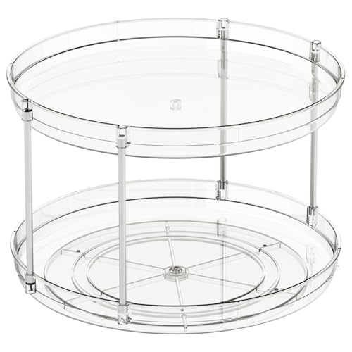 2 Tier Lazy Susan Turntable for Cabinet,Countertop,Pantry,12"W Spinning Seasoning Organizer,Double Rotating Kitchen Spice Rack Organizer and Condiments,Medicine,Vitamin Bottle Organizer Carousels,1Pc - size: 12"W-2Tier-1 Pack