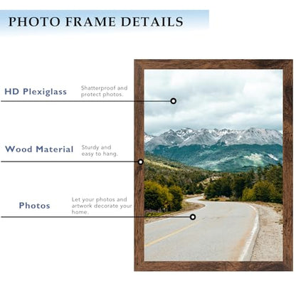 A4 Picture Frame 8.3x11.7 inch for Wall Hanging or Tabletop, Wood 8.3 x 11.7 Frame Photo Frame for Wall Horizontally or Vertically, Deep Brown, 3 Pack - size: 8.3x11.7 inch