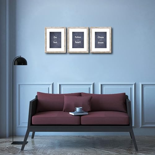 Rustic Distressed Retro Style White Frame 8x10 Picture Frame Set of 3 with Real Glass for Pictures 5x7 with Mat or 8x10 Without Mat, Wall Gallery or Tabletop display - size: 8x10(set of 3)