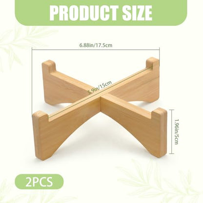 2 Packs Wooden Plant Stand Indoor Single Holder, Modern Flower Pot Stand Outdoor Riser, Short Plant Pedestal Fits 5.9''/15 CM Rack Table Base Home Garden Decor