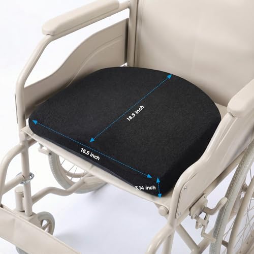 Tsumbay Memory Foam Seat Cushion - XL Size (18.5”x16.5”), Firm Support Coccyx Cushion for Office Chair, Tailbone Pain Relief with Removable Washable Cover & Handle for Car, Wheelchair - size: 18.5”X16.5”X3.14”