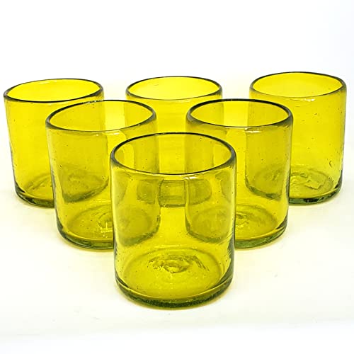 Solid Yellow 9 oz Short Tumblers (set of 6), Recycled Glass, Lead-free, Toxin-Free (9oz Tumbler) - color: Yellow, size: 9 oz