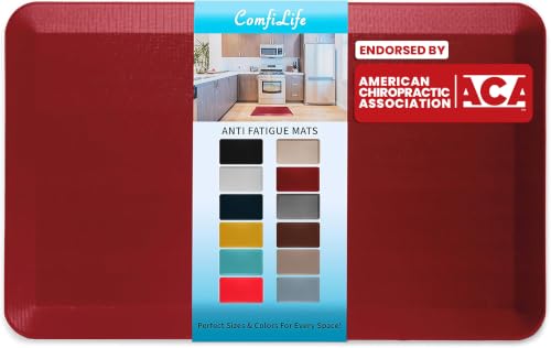 ComfiLife Anti Fatigue Floor Mat – 3/4 Inch Thick Kitchen Mats for Floor, Standing Desk Mat, Kitchen Rug – Comfort at Home, Office – Durable – Stain Resistant – Non-Slip Bottom (20" x 32", Red) - color: Red, size: 20" x 32"