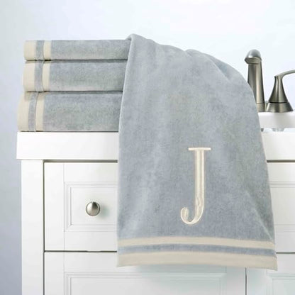 Avanti Linens - Towel Set, Soft & Absorbent Cotton, Embroidered Bathroom Decor, Set of 5 (Monogram Collection, Initial J) - style: J