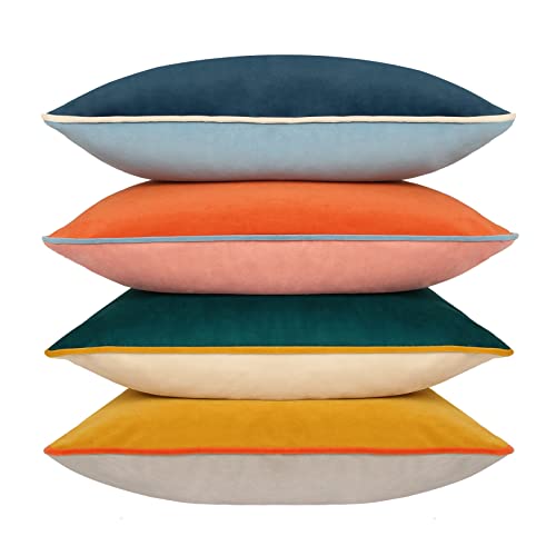 Velvet Throw Pillow Covers 18x18 Inch Set of 4 Decorative Velour Pillowcases Modern Double-Colored Cushion Covers for Sofa Couch, Cold - color: 21013-cold, size: 18" x 18" (Pack of 4)