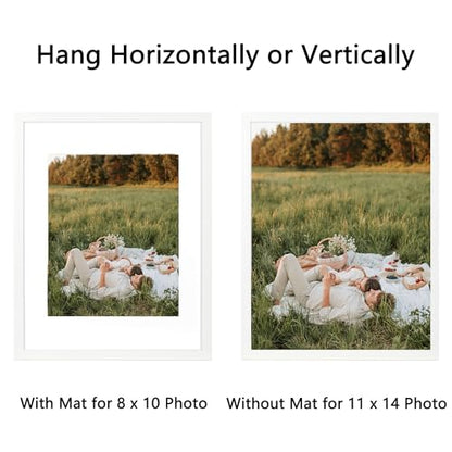 11x14 Picture Frame White 3 Pcs set can Display 8x10 Picture with Mat or 11x14 Without Mat on the Wall - color: White, size: 11x14 in-3Pack