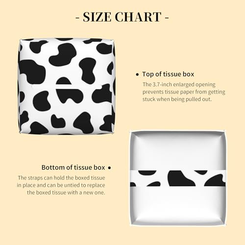 Tissue Box Cover,Black and White Cow Print Leather Tissue Box Holder Square Facial Paper Case Organizer Dispenser for Bathroom Vanity Countertop Tabletop Car Office - color: Color10