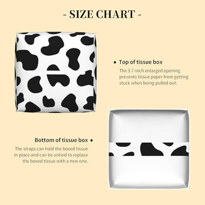 Tissue Box Cover,Black and White Cow Print Leather Tissue Box Holder Square Facial Paper Case Organizer Dispenser for Bathroom Vanity Countertop Tabletop Car Office - color: Color10