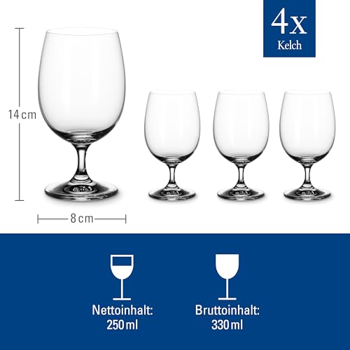 Villeroy & Boch La Divina Collection Water Goblet, Set of 4, Crystal Glass, 11 oz Capacity, Clear | Crystal glass water goblets, made in Europe, dishwasher safe, dress up water service for stylish occasions - style: Water goblet