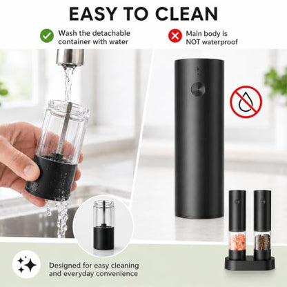 Automatic Electric Salt And Pepper Grinder Set Rechargeable Pepper Shakers | Electric Salt And Pepper Mill with Adjustable Coarseness, Upgraded large capacity, Kitchen Appliances Gifts for Women Men