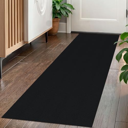 KOZYFLY 2x5 Runner Carpet, Washable Non Slip Entryway Hallway Rug, Black | Braided cotton carpet runner with rubber backing for kitchens, hallways, entryways, bedrooms and high-traffic indoor floors - color: Black, size: 2' x 5' (Rectangular)