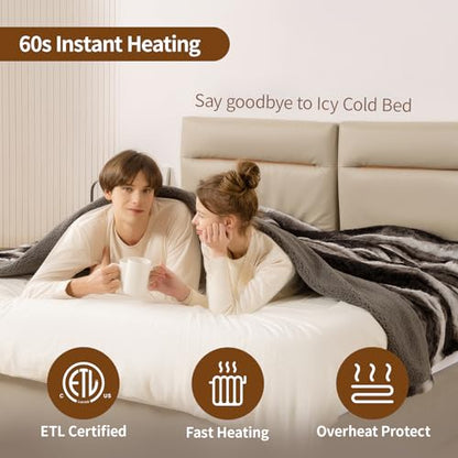 Bearhug Electric Blanket Full Size 77" x 84", 10 Heat Settings Heated Blanket, 1-12 Hour Auto Shut-Off, Faux Fur & Sherpa Dual-Sided Heating Blanket, Machine Washable, Gift-Ready Elegant Packaging - color: Cocoa Fade Stripe, size: Full Size 77" x 84"