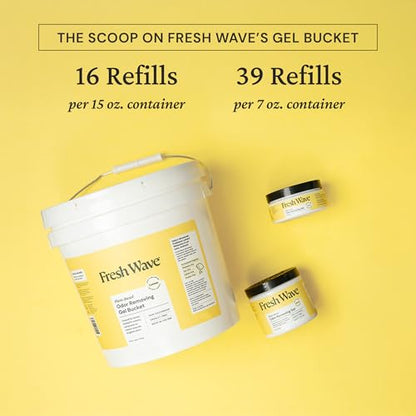 Fresh Wave Odor Eliminator Gel Bucket, 248 oz. Lemon Refill | EPA Safer Choice rated, No parabens or harsh chemicals, Refills up to 16 large gel jars, Pet-safe room deodorizer - size: 248 Fl Oz (Pack of 1)