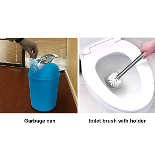 Bathroom Accessories Set, 6-Piece Plastic Gift Set, Toothbrush Holder, Toothbrush Cup, Soap Dispenser, Soap Dish, Toilet Brush Holder, Trash Can (Blue) - color: Blue