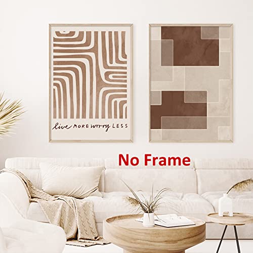 Brown & Beige Canvas Wall Art - Modern Abstract Geometric Shapes Poster for Living Room - 16x24in - color: Abstract Geometric Shapes Poster