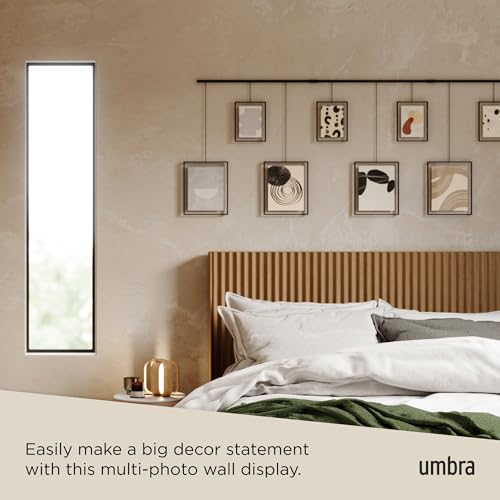Umbra Exhibit Gallery Picture Frames, Adjustable Wall, Set of 9, Black | Steel, movable hanging rods, holds 8x10 and 5x7 sizes, minimal screw holes, mounting hardware included - color: Black, size: Set of 9, style: 9-Opening