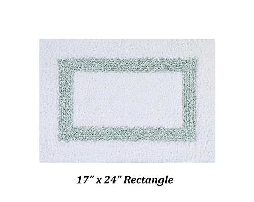 Better Trends 100% Cotton Hotel Collection Bath Mats Set, White & Blue Mats - Tufted, Reversible & Absorbent & Machine Washable 2 Piece Bathroom Rug Set, Shower & Sink Bath Rug - color: White & Blue, size: 2 Piece Set (17" x 24" | 24" x 40")