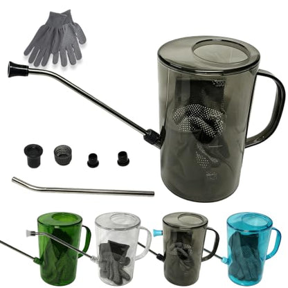 Small Watering Can 2L with Long Spout, Plastic，Grey | 68oz Capacity, Lightweight Design, Indoor & Outdoor Use, Portable, Long Reach Spout - color: Gray