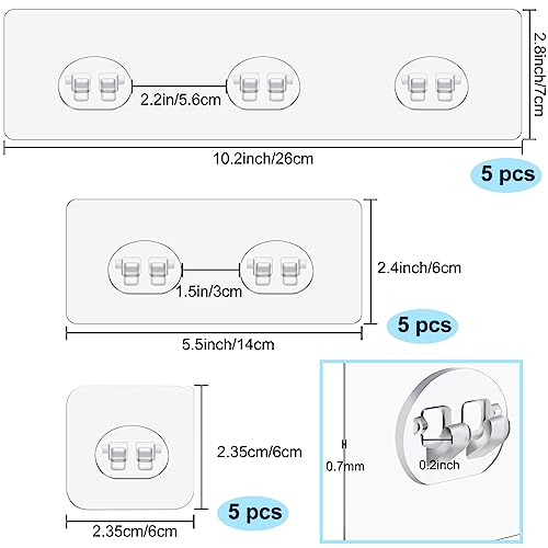 15 Pack Shower Caddy Adhesive Replacement, Shower Shelf Adhesive No Drilling, Adhesive Hooks for Showe Caddy, Soap Holder, and Kitchen Racks