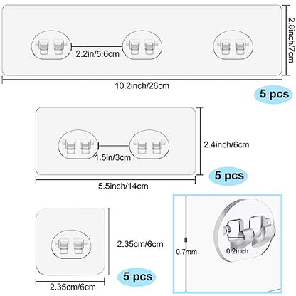 15 Pack Shower Caddy Adhesive Replacement, Shower Shelf Adhesive No Drilling, Adhesive Hooks for Showe Caddy, Soap Holder, and Kitchen Racks