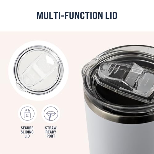 Hogg 20 oz Skinny - White, Powder Coated Tumblers for Laser Engraving, Engravable Tumblers Bulk, Stainless Steel Cups Bulk, Insulated Cups with Lids - color: White